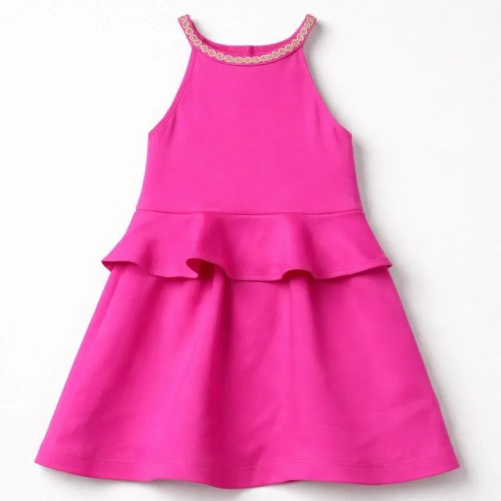 Lilly Pulitzer Vibrant Pink Caesara peplum dress size 4 - 5 NWT